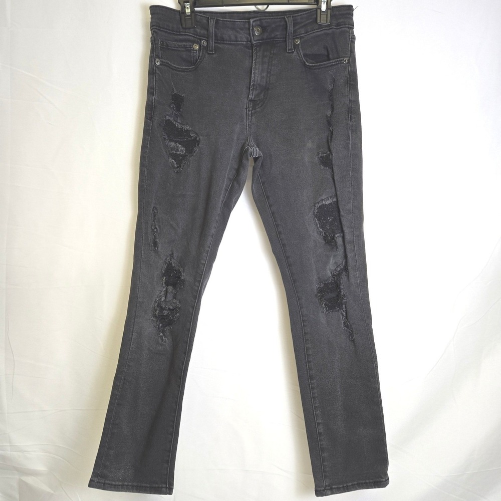 Aeropostale Slim Performance Distressed Denim Jeans Punk Edgy Black 30/30 8915
